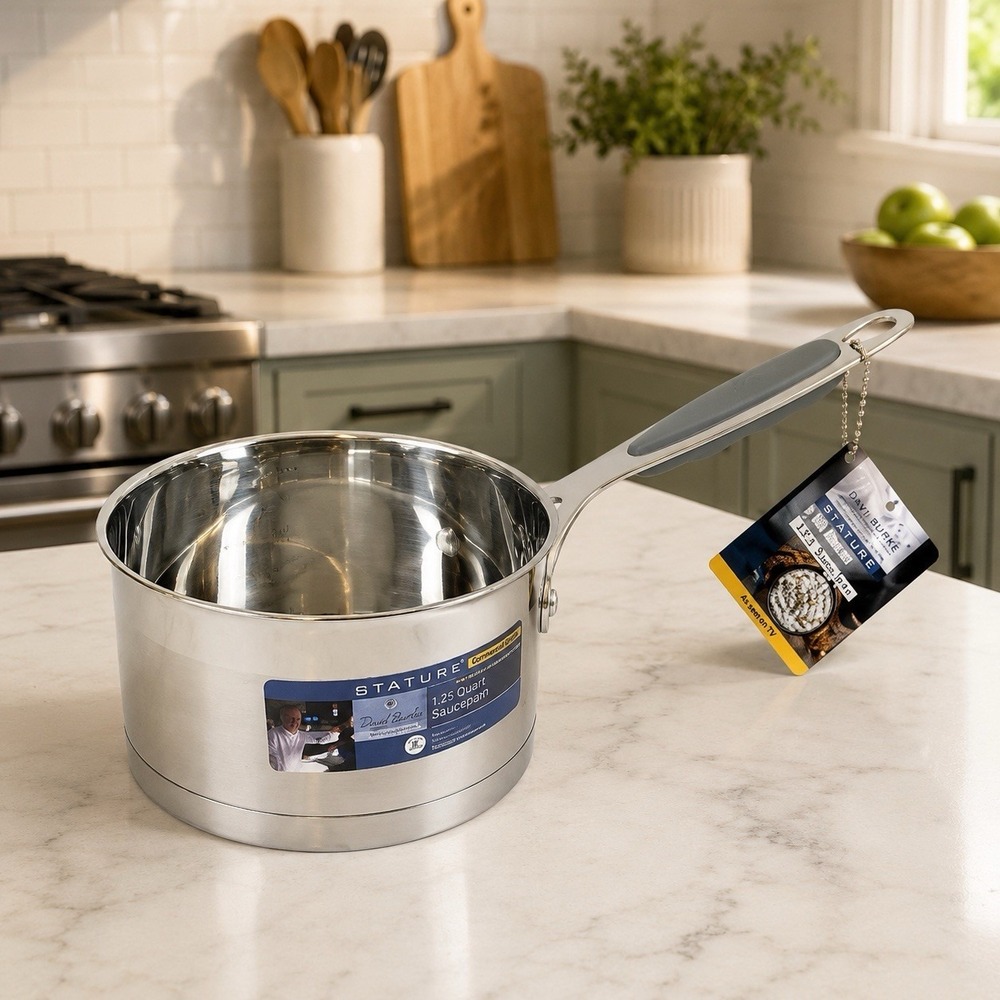David Burke Stature Pro Stainless Saucepan WITHOUT‎ Lid 1.25 Qt New